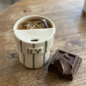 harfli yeşil Çizgili seramik mug