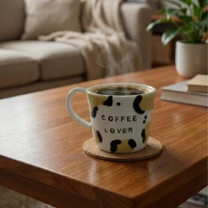 leopar desenli "coffe lover" yazılı kupa