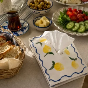 Limon Desenli El Yapımı Seramik Peçetelik