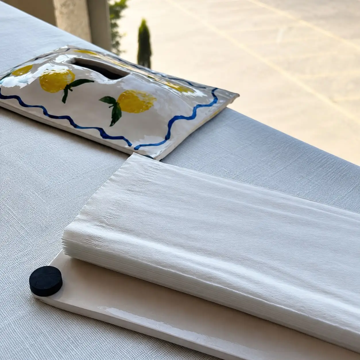Limon Desenli El Yapımı Seramik Peçetelik - Görsel 4